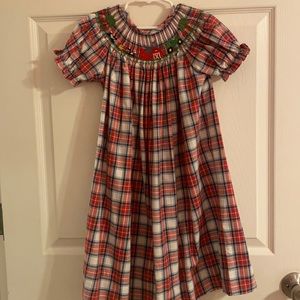 Delaney Smocked Plaid Farm Dress